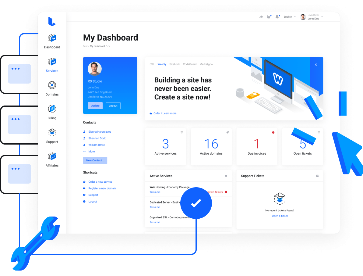 Banner with custom graphic in container